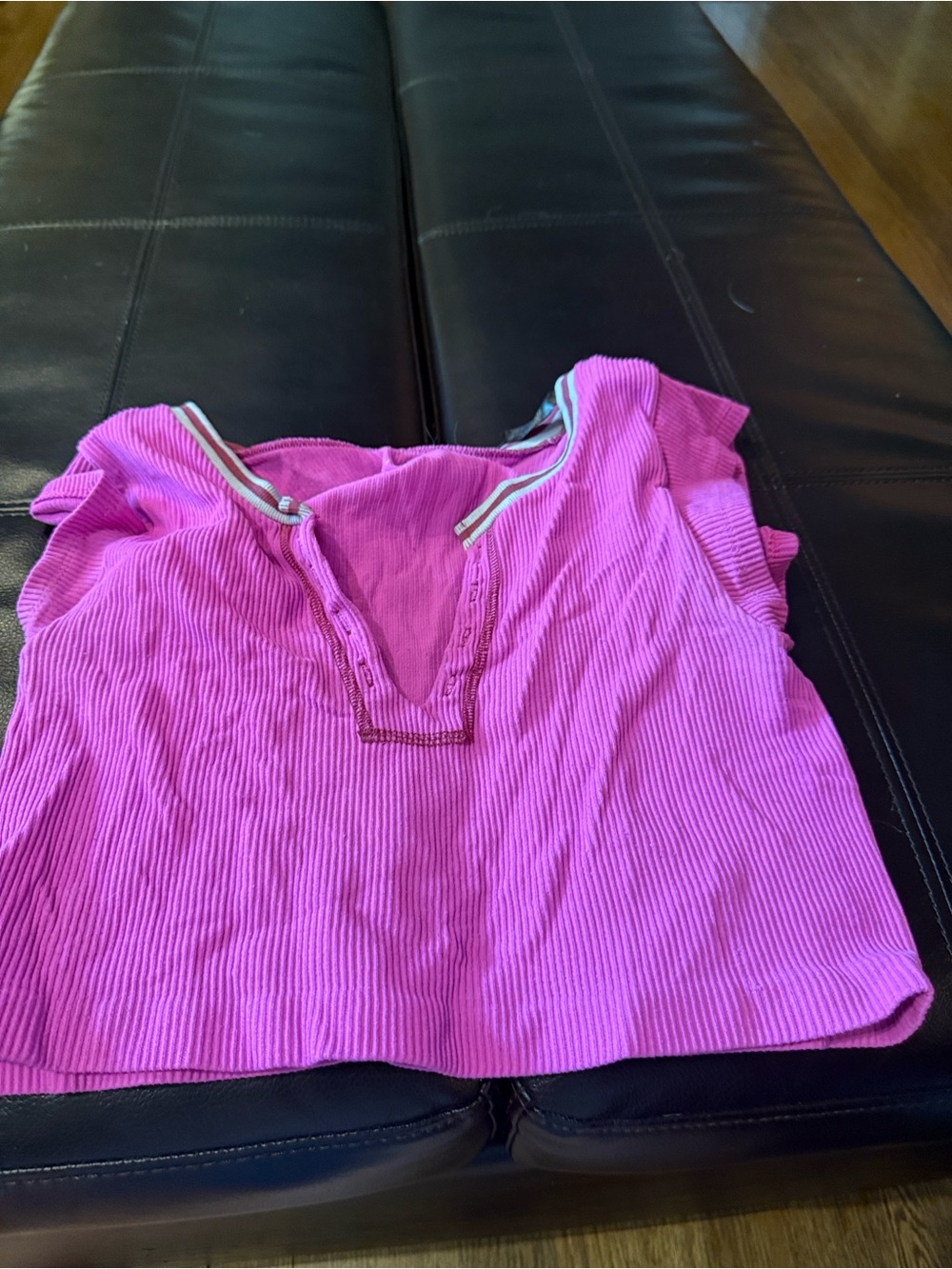 Urban Outfitters Bright Pink Ribbed Short Sleeve Top